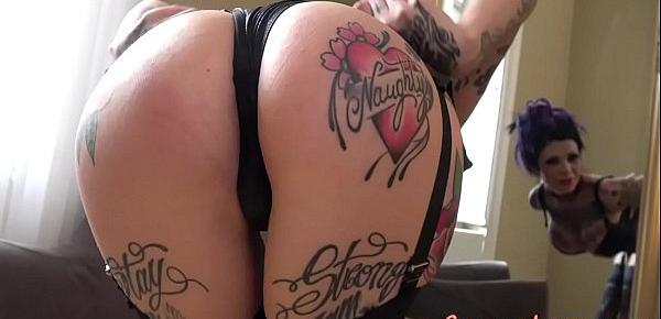  Kinky tattooed slut sucks